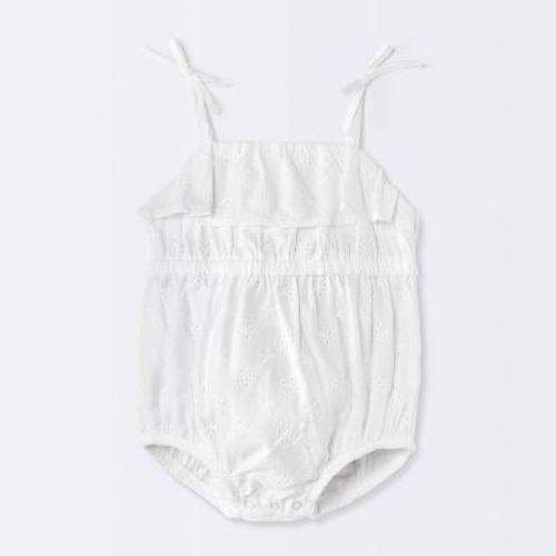 Baby Girls' Eyelet Bubble Sleeveless Romper - Cloud Island™ Off-White 3-6M
