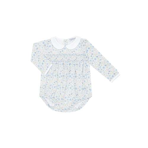 Blue Meadow Smocked Bubble LS