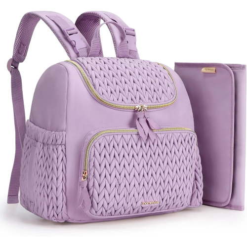 Diaper Bag Backpack Large Baby Bag for Boys Girls Quilted Travel Diaper Backpack with Changing Pad, Stroller Straps