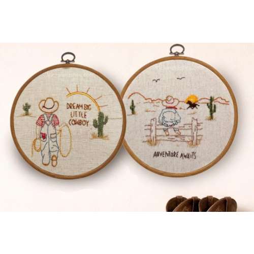 Dream big little Cowboy Adventure Awaits  Embroidery kit for beginners : Western Nursery Decor