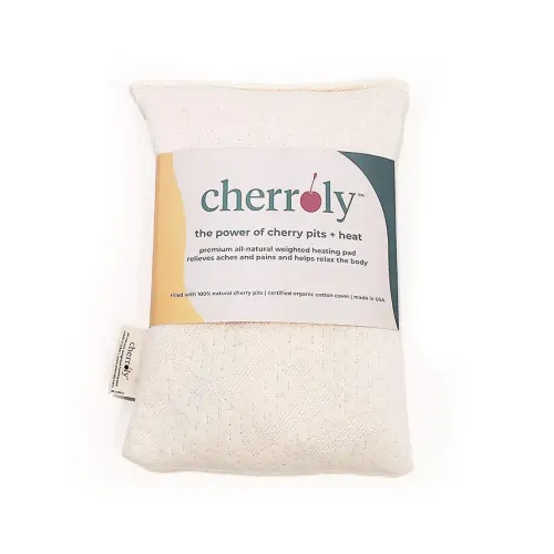 Natural Pain Relief Moist Heat Therapy, Cherry Pits in Organic Cotton, Microwavable Heating Pad/Cold Compress- Back, Neck, Muscles, Joints, Stomach, Menstrual Pains Aches Cramps - Small