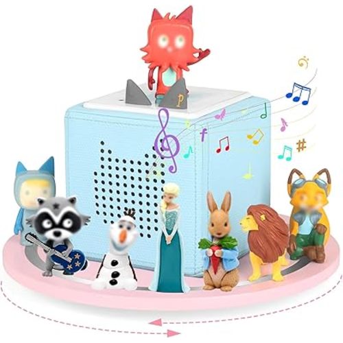 360° Round Turntable for Tonies Box Organizer Storage Shelf, Magnetic Floating Shelves for Toniebox 1/2 Player Tonies Figures, Display Collection 10~15 Characters (Pink)