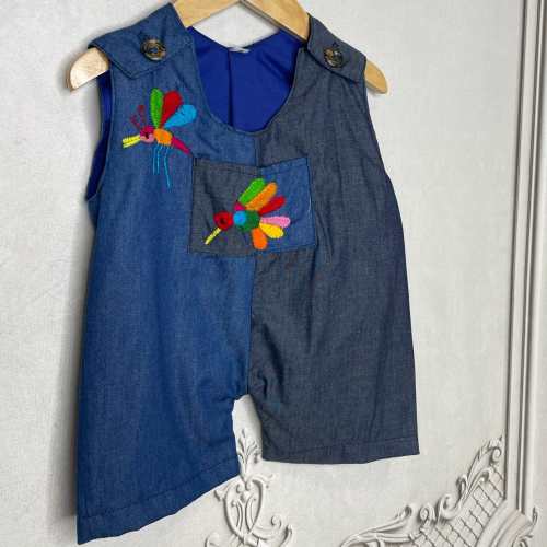Otomi Baby Boy Mexican Romper - Denim – Camelia Mexican Boutique