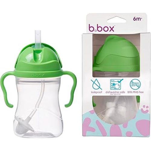 b.box Sippy Cup with Weighted Straw, Toddler Straw Cup, Spill Proof, 8oz