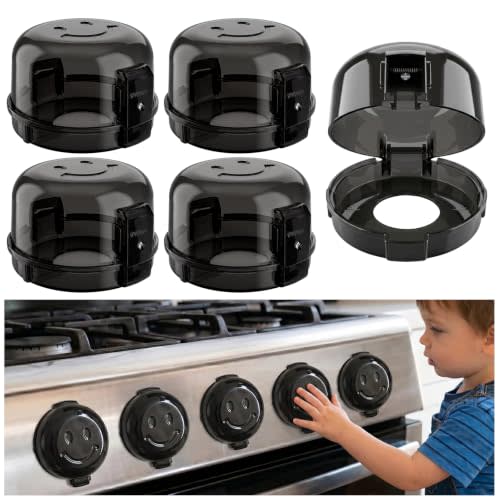 Gas Stove Knob Safety Covers | Oven Lock Baby Proofing - Heat Resistant | Oven Knob Covers For Child Safety, Strong Adhesive, Easy Install, Easy Clean, Gas Lock, Kitchen Baby&Child Proofing, Pet Safe