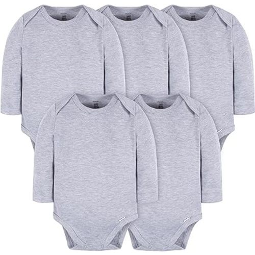 Gerber Baby Long Sleeve Solid Onesies Multi-pack Interlock 180 Gsm