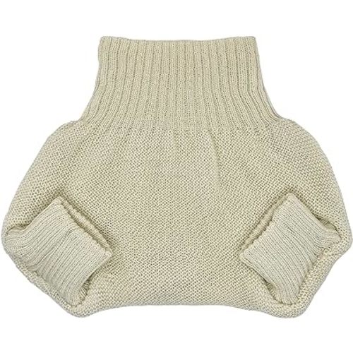 EcoAble Merino Wool Diaper Cover – Organic Overnight Knit Cover | Breathable Natural Fiber | Ideal for Fitted Cloth Diapers (EU50-56, Natural)