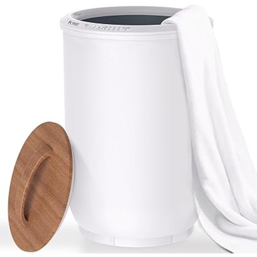 Luxury Towel Warmers for Bathroom - Wooden Lid, Large Towel Warmer Bucket, Auto Shut Off, Fits Up to Two 40"X70" Oversized Towels, Best Ideals - White