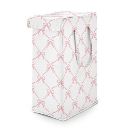 Sweet Jojo Designs Baby Girl Foldable Laundry Hamper with Handles Ballerina and Ballet Bows Pink and White