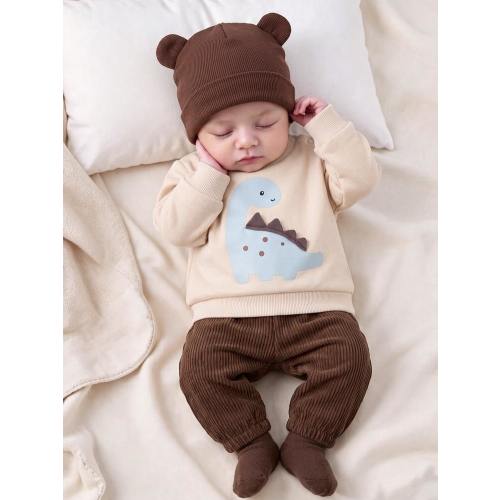 SHEIN Kids Kids Newborn Set Long Sleeve Kids Sweatshirt + Corduroy Winter Pants | SHEIN