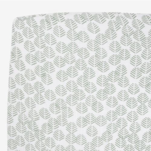 Little Unicorn Cotton Muslin Crib Sheet - Leaf Motif