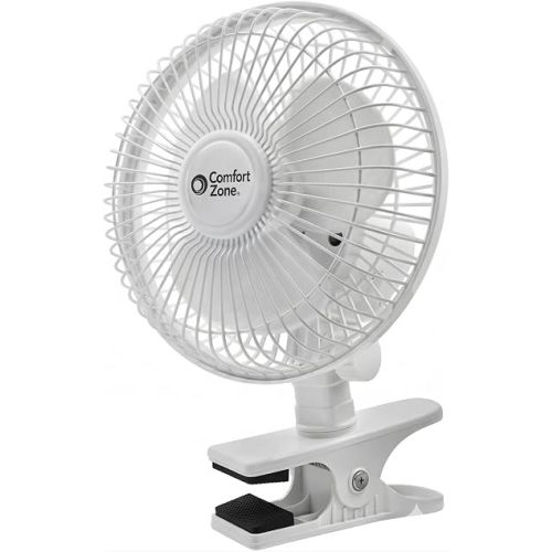 Comfort Zone Portable Clip on Fan with Fully Adjustable Tilt, Electric, 6 inch, Quiet, Indoor, 2 Speed, Mini Desk Fan, Table Fan, Airflow 6.53 ft/sec, Ideal for Home, Bedroom, Dorm & Office, CZ6C