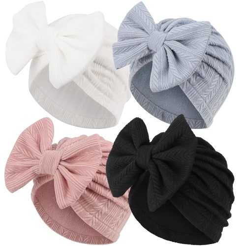 Newborn Baby Girl Hats with Bow Toddler Infant Beanie Cap Newborn Hospital Hats for Baby Girl Kid 3-12 Months