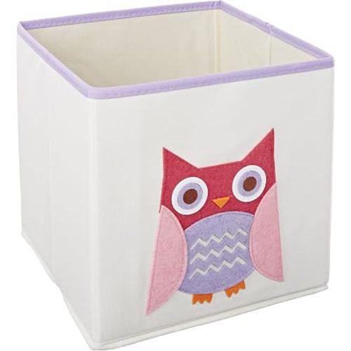 Whitmor Kids Pink Owl Canvas Collapsible Cube - 10 x 10 x 10 inches