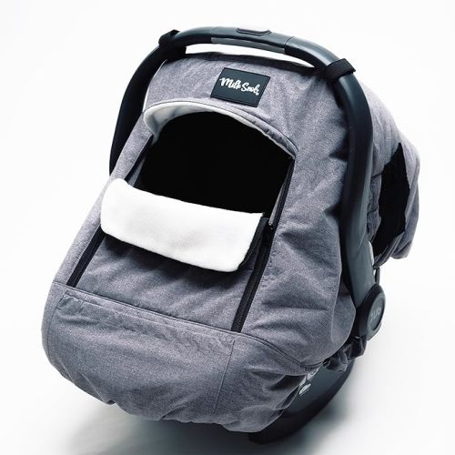 Milk Snob Winter Baby Car Seat Cover - Carseat Canopy & Stroller Cover for Babies - Waterproof, Windproof, Cozy Inner Fleece Lining - Keep Your Baby Warm, Dry & Cozy This Winter (Stormy)