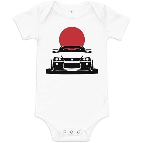 GTR R34 Japanese Sun 90s JDM Car Aesthetic GT-R R 34 Onesie Baby Short Sleeve one Piece