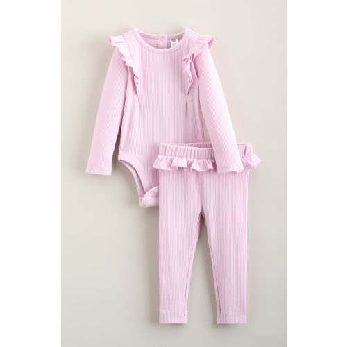Kids' Rib Ruffle Bodysuit & Leggings Set