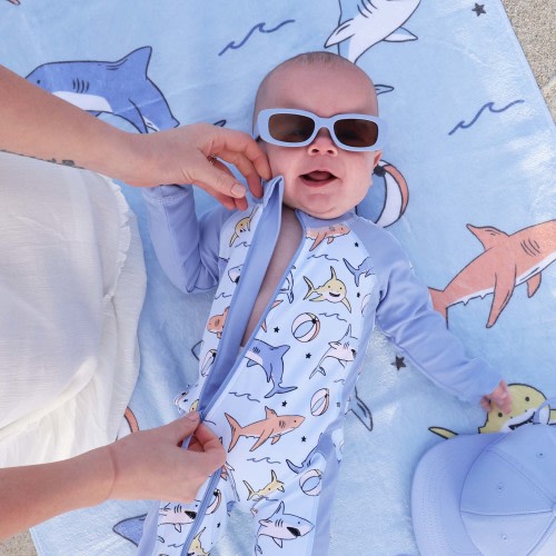 Long Sleeve Rash Guard Swim Romper Full Length | Shark Bait