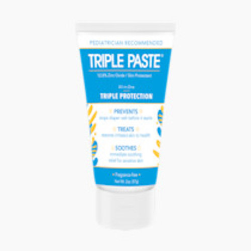 Triple Paste Diaper Rash Cream for Baby - 2 oz Tube - Zinc Oxide Ointment Treats, Soothes and Prevents Diaper Rash - Pediatrician-Recommended Hypoallergenic Formula with Soothing Botanicals