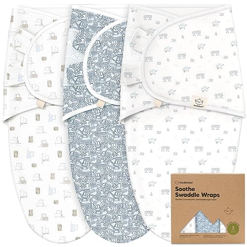 3-Pack Organic Baby Swaddle Sleep Sacks - Swaddles for Newborns, Infant 0-3 Months, Baby Girls, Boys, Soft & Snug Newborn Sleep Sack, Nursery Swaddling Blankets (Excavation)