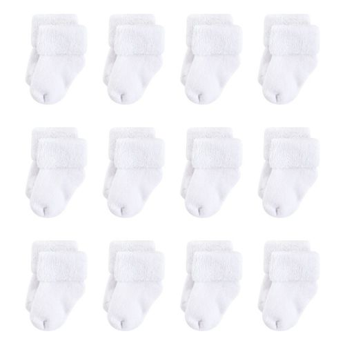 Touched by Nature Baby Organic Cotton Socks, White Terry, 0-6 Months