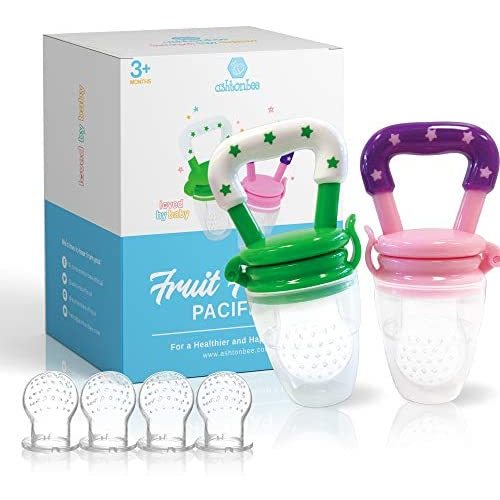Ashtonbee Baby Fruit Feeder, Baby Food Feeder Pacifiers for Teething Relief, Teething Toys for Babies , 2 Pack