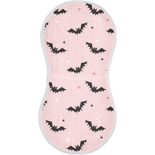 Muslin Burp Cloths for Baby Boys and Girls - 1-Pack Ultra Absorbent Halloween Bats Muslin Washcloths, Newborn Towel, Milk Spit Up Rags, Burp Cloth Bib for Unisex, 22 x 11 Inch