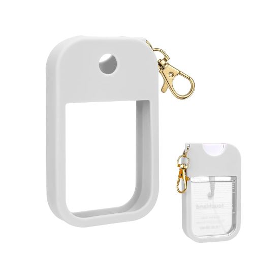AIERSA Hand Sanitizer Spray Case Compatible with Touchland, Silicone Hand Sanitizer Case Holder with Keychain for Touch Land Mist Case 1FL. OZ (White)