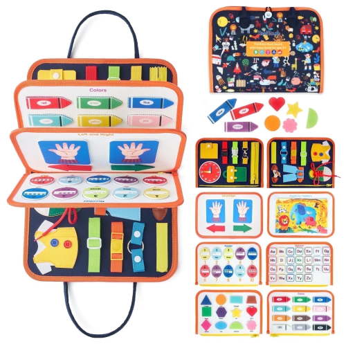 KiddiTouch Toddler Busy Board Montessori Toys, Sensory Board Educational Activities for Learning Fine Motor Skills, Gifts for Boys Toddlers 1-3 2-4, Travel Toys