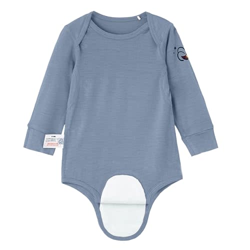kaiya baby Long Sleeve Baby Bodysuit – Merino Wool &Rayon Made From Bamboo Material, with SnoozySea Hook-and-Loop Closure