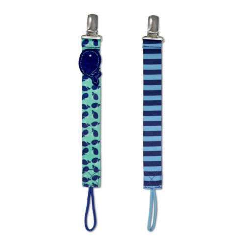 No-Throw 2-Pack Pacifier Tether Set in Blue Whale