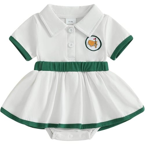 YINGISFITM Newborn Baby Girl Clothes Golf Short Sleeve Romper Dress Infant Onesie A Line Dresses Summer Cute Outfits
