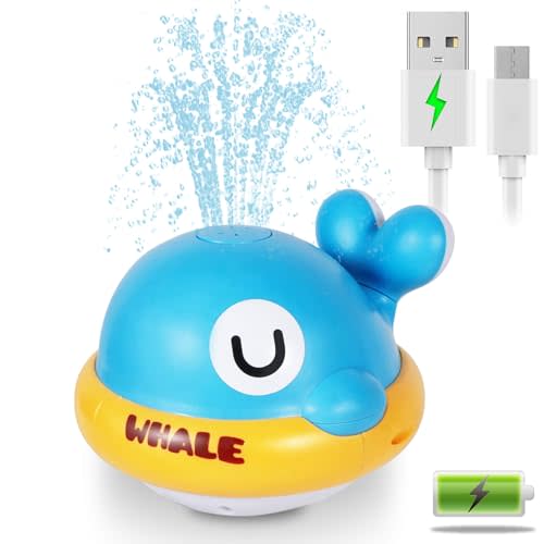 Baby Bath Toys - Toddler Bath Toys for Kids Ages 1-3, Rechargeable Light Up Whale Sprinkler Bathtub Toys, Pool & Water Toys for Infants Babies 6-12 Months & Toddlers 2-4, 1st Birthday Gifts (Blue)