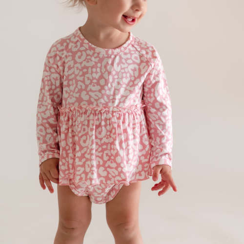 Infant Long Sleeve and Skirt Onesie in Pink Leopard – Silks