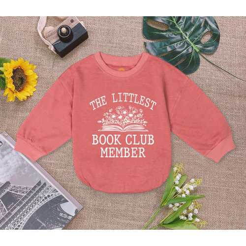 The Littlest Book Club Member Baby Romper Sweatshirt, New To The Book Club Baby Bodysuit, Wildflower Book Baby Romper, Book Worm Romper