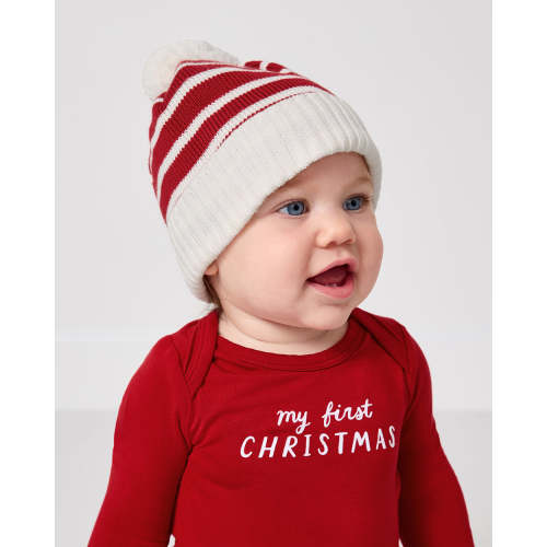 Candy Cane Stripe Sweater Beanie Hat | Little Sleepies