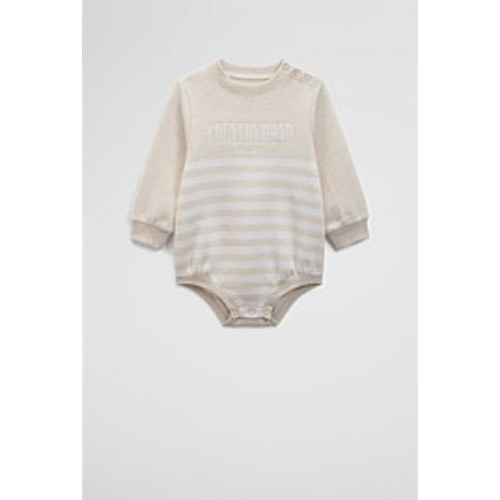 Oatmeal Marle Stripe Organically Grown Cotton Logo Oversized Long Sleeve Bodysuit - Jumpsuits & Bodysuits | Country Road