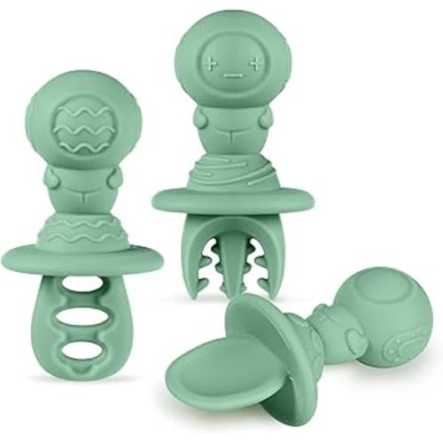Haakaa Silicone Baby Spoons Self Feeding 6 Months – Baby Utensils with Anti-Choke Astronaut Handle, Easy-Grip, Gum-Friendly, Durable & Safe – Baby Spoons for BLW & First Stage Feeding