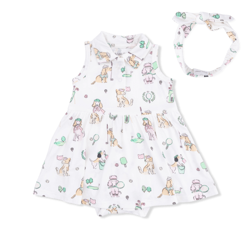 Country Club Dogs Pink - Polo Tennis Dress & Headband – Angel Dear