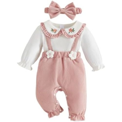 YINGISFITM Newborn Baby Girl Clothes Floral Romper Fack Two Piece Jumpsuit