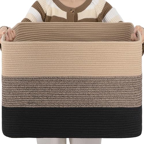 OIAHOMY Blanket Basket Laundry Basket Toy Basket 108L Yellow Black