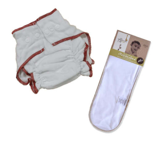 Small Cotton Fitted Cloth Diaper with Snaps + Insert Bundle | Geffen Baby