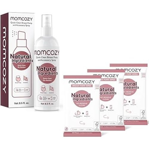 Momcozy Portable Breast Pump Cleaning Spray and Breast Pump Wipes