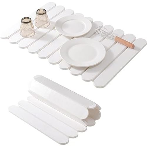 Extral Large Quick Dry Stone Drying Mat for Kitchen Counter,24"(L)x16"(W) Collapsible Eco-Friendly Absorbent Diatomaceous Earth Mat for Dishes Cups,Dish Drying Mats (White-Ellipse, 24x16 inch)