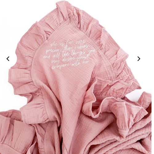 She is Far More Precious Ruffle Swaddle Blanket – OUR HOUSE ABOVE