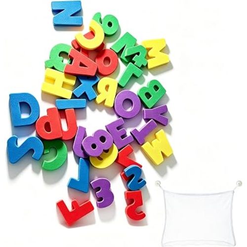 36 Pcs Foam Bath Letters & Numbers, Floating Alphabet ABC Tub Toys, Educational Soft Bath Toys for Baby Toddlers Kids Boys Girls, Easy Clean Quick Dry for Tub Pool Bathroom