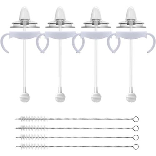 Sippy Cup Conversion Kit for Philips Avent Natural Baby Bottles, Toddler Transition Kit with Food Grade Silicone Straw Top Nipple, Weighted Straw, Bottle Handle, Cleaning Brush, BPA-Free, 4-Pack, 6+