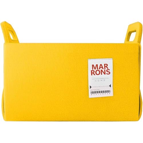 Collapsible Felt YELLOW Storage Bin Medium 11"x7.1"x7.1" – Foldable Basket with Handles for Closet, Storage, Laundry Room Organization, Decorative Storage Bins for Shelves, Cube Storage