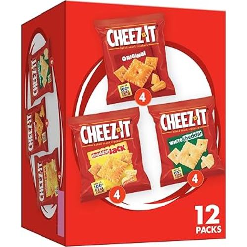 Cheez-It Cheese Crackers, Baked Snack Crackers, Lunch Snacks, Variety Pack, 12.1oz Box (12 Packs)