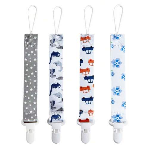 1pc/4pcs Double-Sided Patterned Pacifier Clips, Baby Teethers Holder & Anti-Lost Chain, Random Pattern Design | SHEIN USA